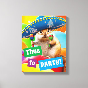 Party Chipmunk In Sombrero Canvas Print