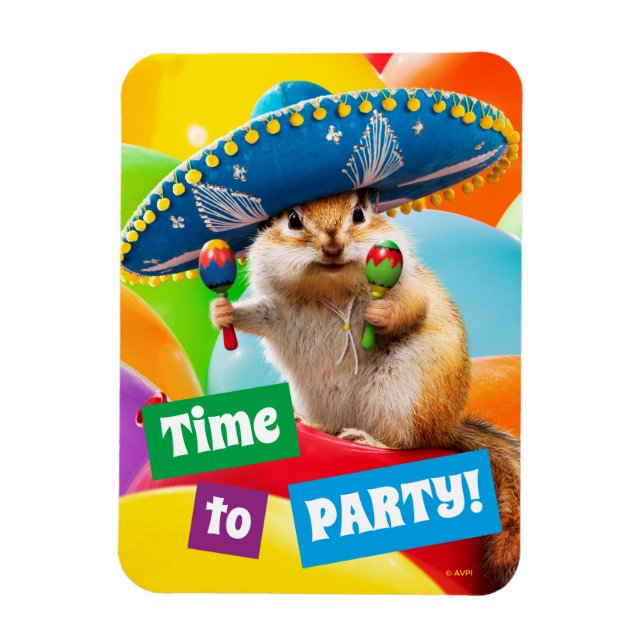 Party Chipmunk In Sombrero Magnet (Vertical)
