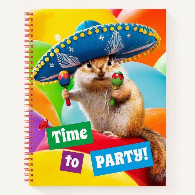 Party Chipmunk In Sombrero Notebook (Front)