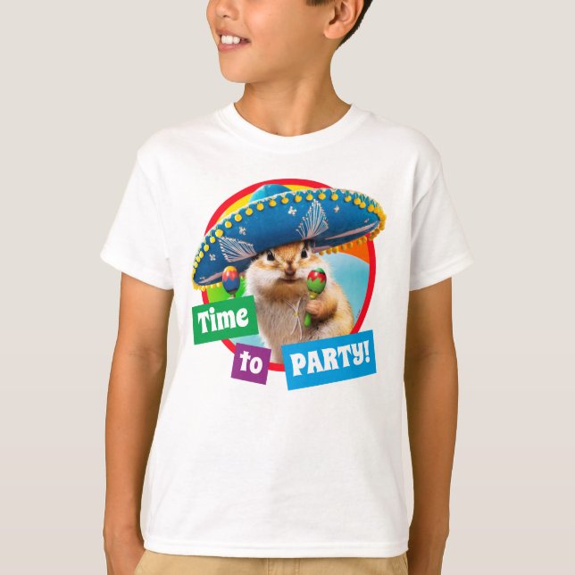 Party Chipmunk In Sombrero T-Shirt (Front)