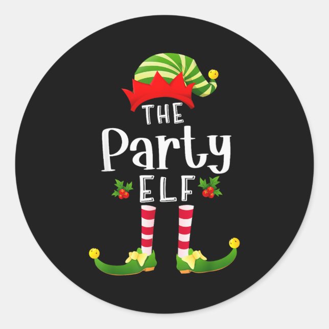 Party Christmas Elf Matching Pajama X-mas Party  Classic Round Sticker (Front)