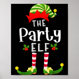 Party Christmas Elf Matching Pajama X-mas Party Poster