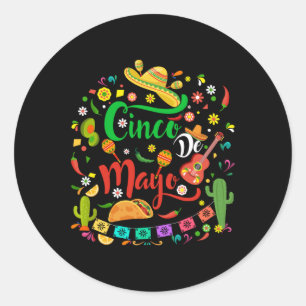 Party Cinco De Mayo Shirts For Men, 5 De Mayo Part Classic Round Sticker