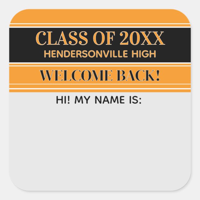 Party! Class Reunion Welcome back Name tag sticker (Front)