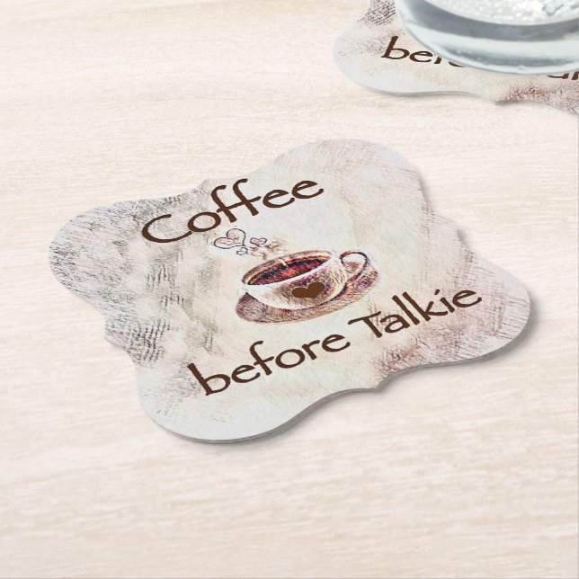 Party Coasters paper cork board set Coffee (Angled)