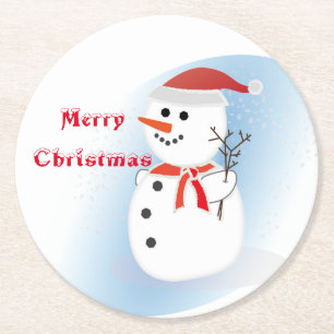 Party Coasters pulp board merry Christmas snowman