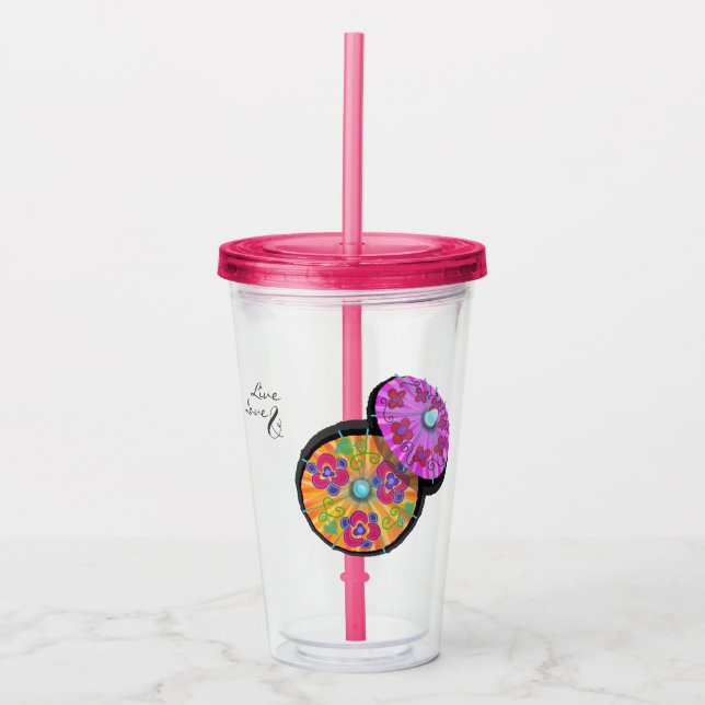 Party Cocktail Umbrella  Personalised Acrylic Tumbler (Front)