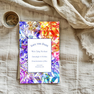 Party Colour Diamond Crystal Save the Date Postcard