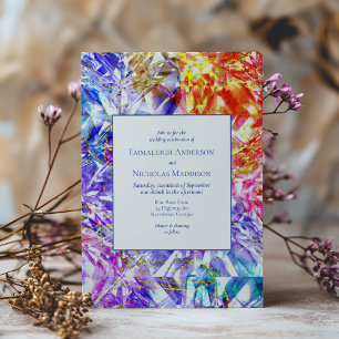 Party Colour Rainbow Crystal Gemstone Wedding Invitation