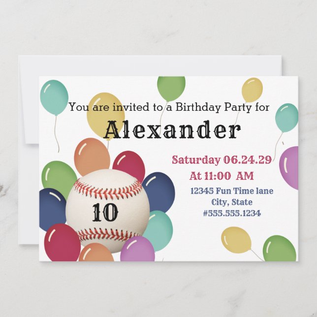 Party Colourful Balloon Baseball Sports Birthday (Front)