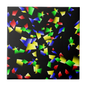 Party Confetti - Black Background Tile
