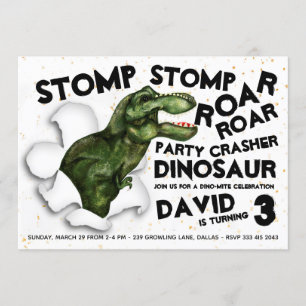 Party Crasher Dinosaur Birthday Invitation