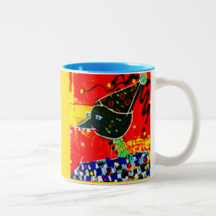 PARTY CROW on a coffee mug. Two-Tone Coffee Mug