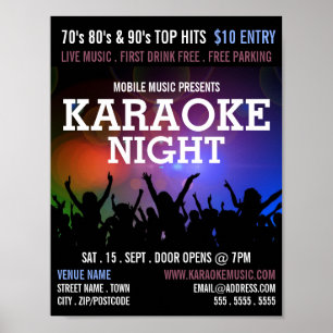Party Crowd, Karaoke Event Advertising Poster