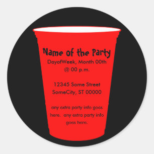 party cup invite classic round sticker