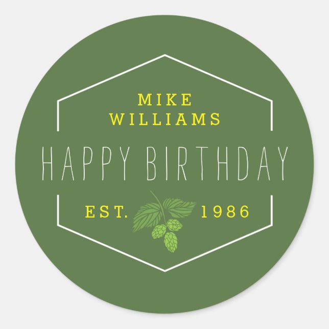 Party Cup Sticker, Hops Label, favour label (Front)