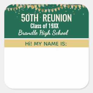 Party! Custom 50th Reunion Name tag sticker