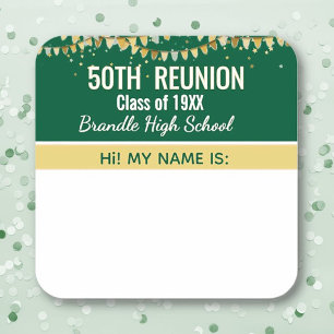 Party! Custom 50th Reunion Name tag sticker