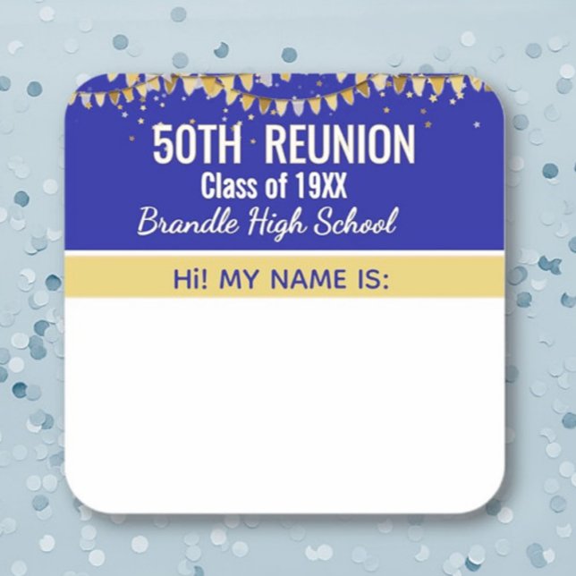 Party! Custom 50th Reunion Name tag sticker (Creator Uploaded)