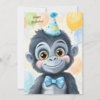 Party Cute Animal Birthday Invitation Gorilla