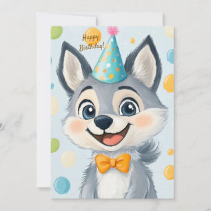 Party Cute Animal Birthday Invitation Wolf