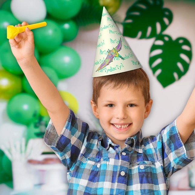 Party dactyl Cute Colourful Pterodactyl Dinosaur Party Hat (Colorful Dinosaur pterodactyl partydactyl birthday party paper hat)