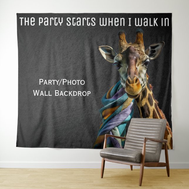 Party Decor Fun Photo Giraffe Backdrop  Tapestry (In Situ (Horizontal))