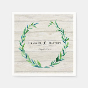 Party Decor Watercolor Laurel Wreath Wood Boards Napkin