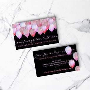 Party Decoration Glitter Balloons Sparkles Pink Business Card