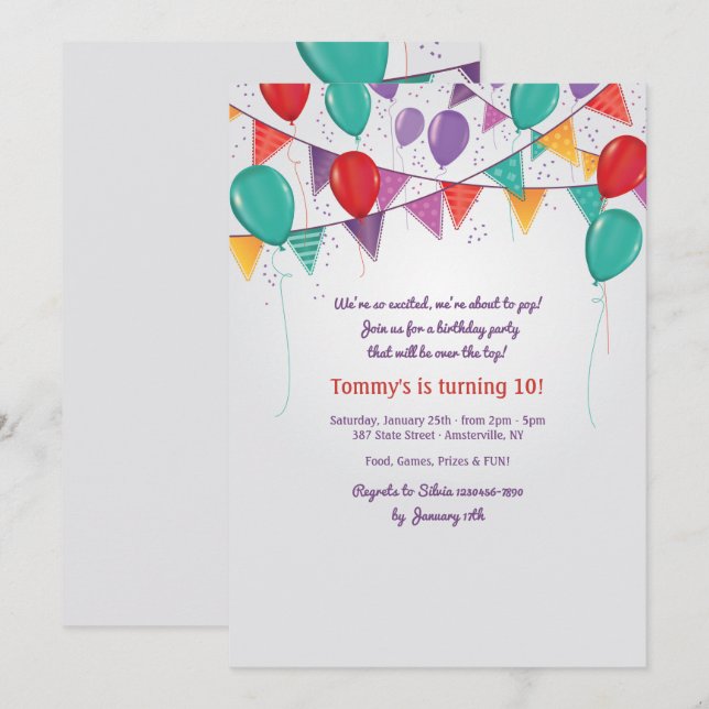 Party Decorations Invitation (Front/Back)