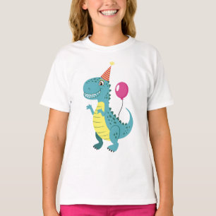 Party Dinosaur with Balloon – Fun Dino Kids Shirt