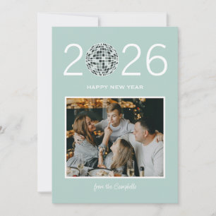 Party disco ball big modern photo new year card 