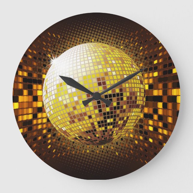 Party Disco: Vintage Glowing Lights. Large Clock (Front)