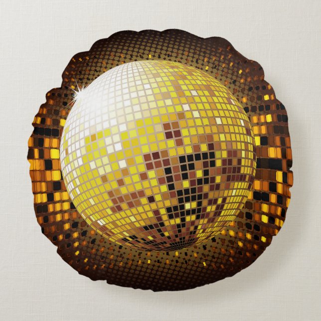 Party Disco: Vintage Glowing Lights. Round Cushion (Front)