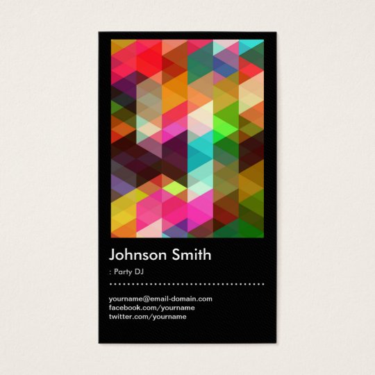 Party DJ - Colourful Mosaic Pattern Business Card