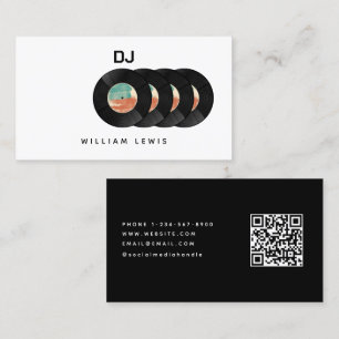 Party DJ Deejay Retro Vinyl Record QR Code  Business Card
