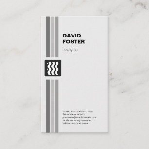 Party DJ - Modern Black White Business Card