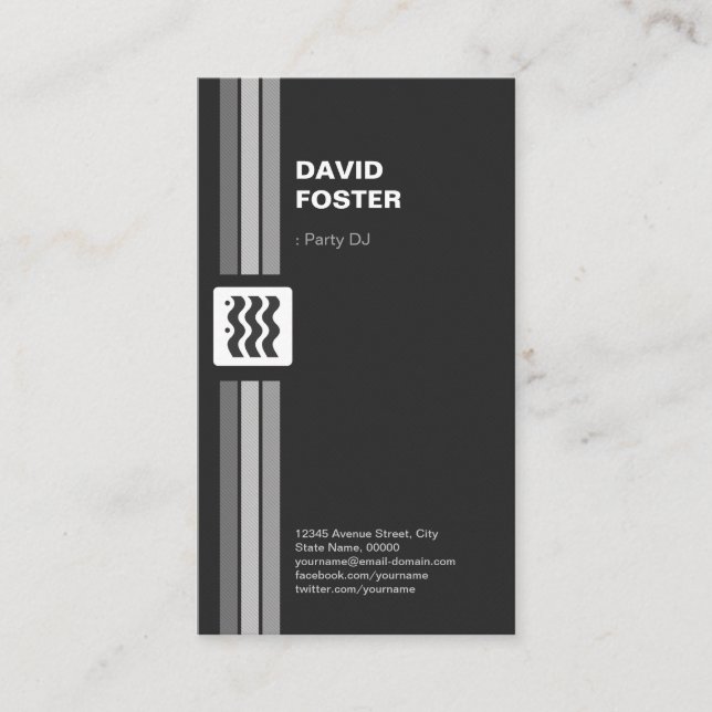 Party DJ - Premium Double Sided Business Card (Front)