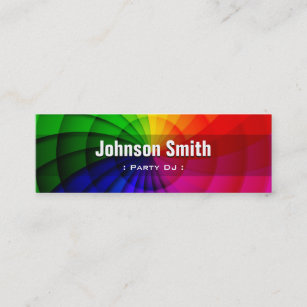 Party DJ - Radial Rainbow Colours Mini Business Card