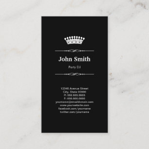 Party DJ Simple Elegant Royal Crown Business Card