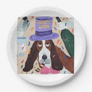 Party Dog Basset Hound Paper Plate