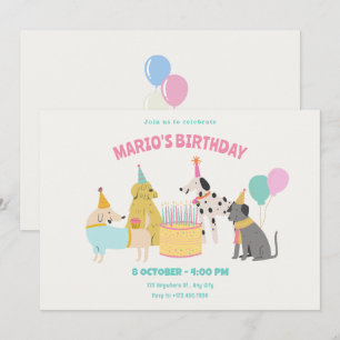 Party Dog colorful pastel colors birthday Invitation