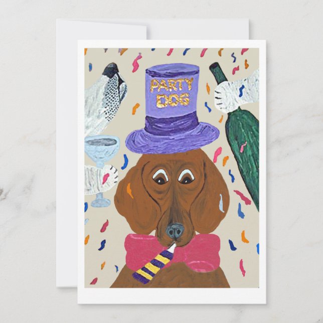 Party Dog Dachshund Invitation (Front)