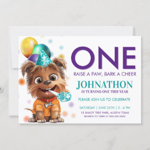 Party Dog Kids First Birthday Invitation