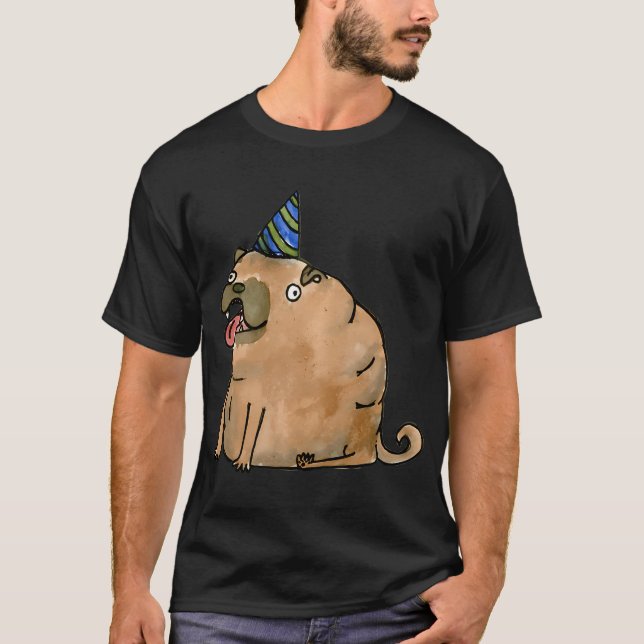 Party Dog with a Party Hat T-Shirt (Front)