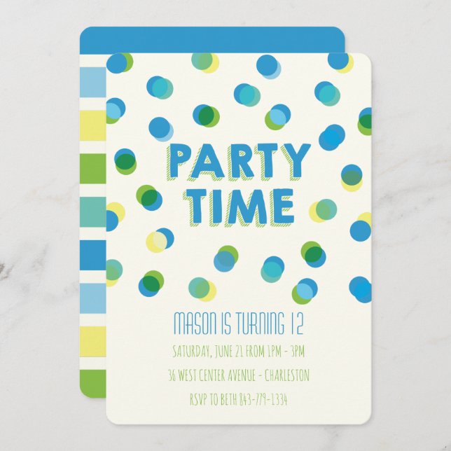 Party Dots Kids Birthday Invitation (Front/Back)
