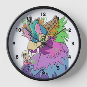 Party Dragon And Little Girl Clock