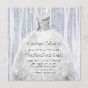 Party Dress White Quinceanera Invitations