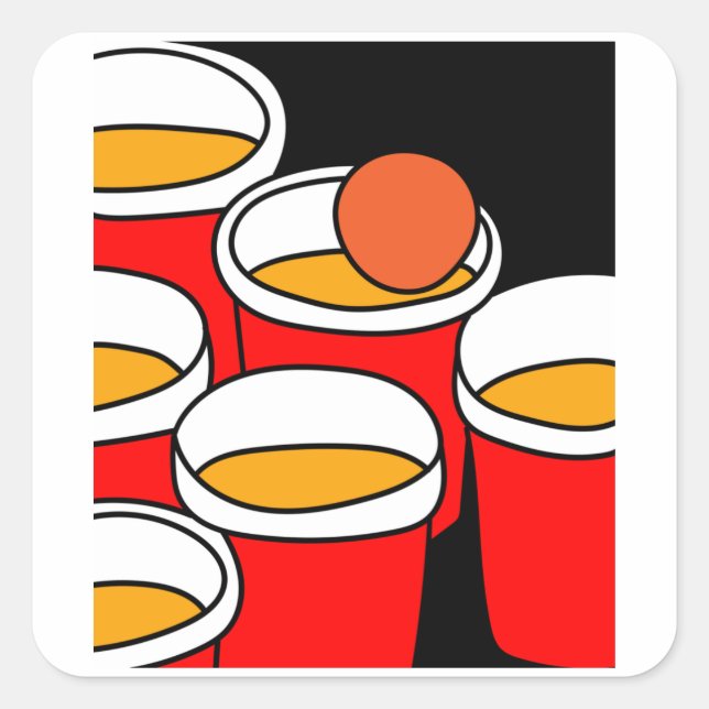 Party Drinking Game Beerpong Beer Pong Square Sticker (Front)