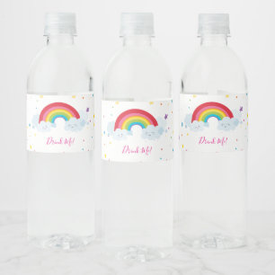 PARTY DRINKS colourful fun rainbow bright colours Water Bottle Label